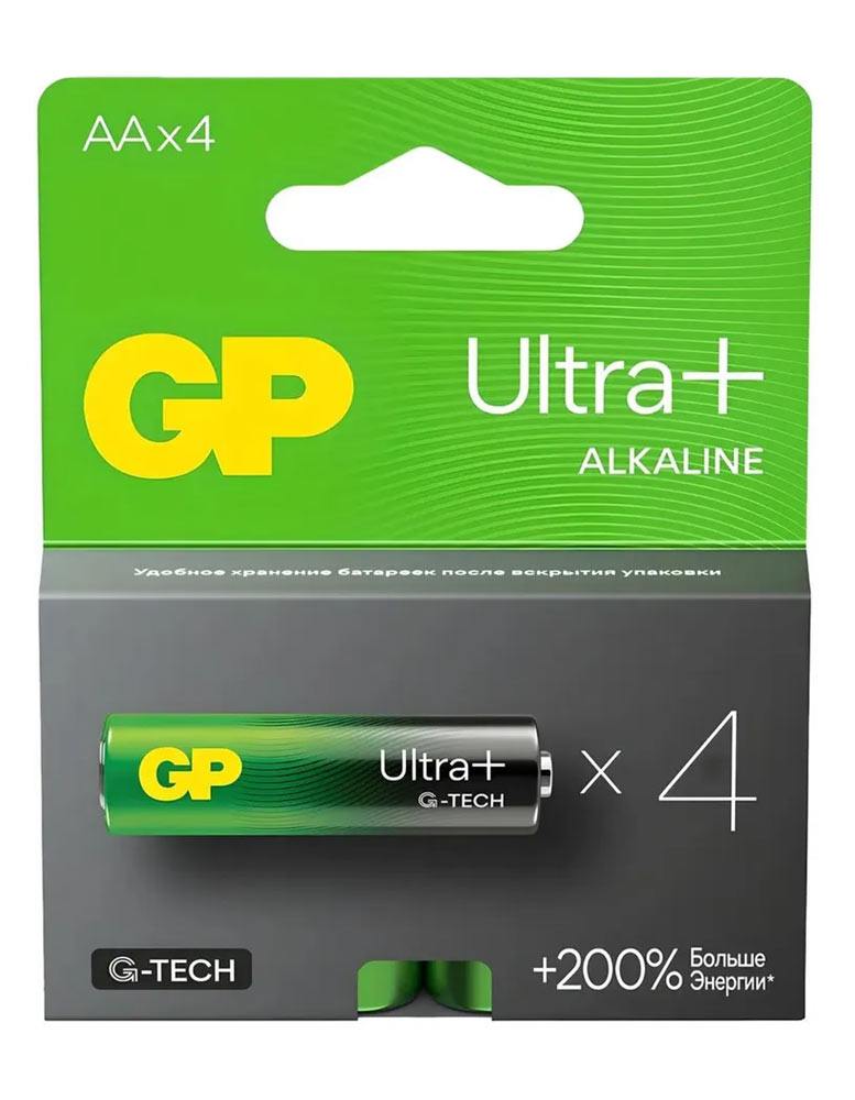алкалиновая батарейка GP Ultra Plus G-tech LR6/AA-4BL 