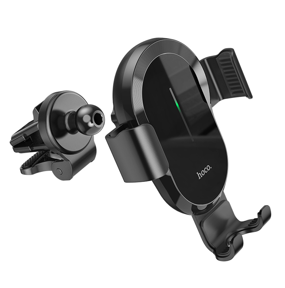 держатель с беспроводной зарядкой Hoco CA105 Guide three-axis linkage wireless charging car holder black