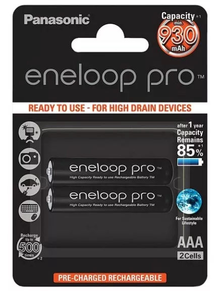 аккумуляторы (2 шт.) Panasonic 930 mAh R03/AAA Eneloop Pro 4HCDE/2BE-2L
