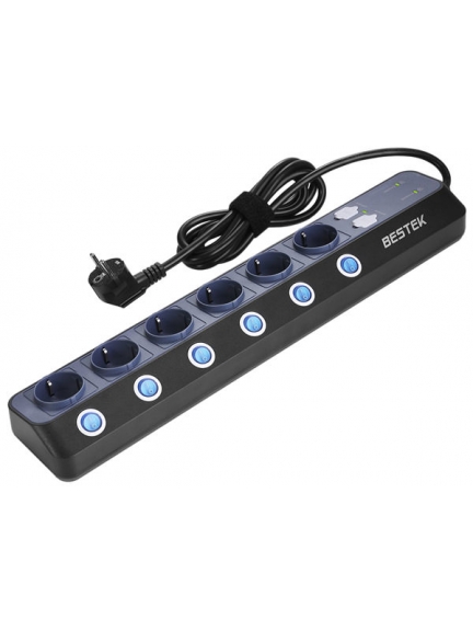 сетевой фильтр на 6 розеток Bestek EU power strip  MRJ6404