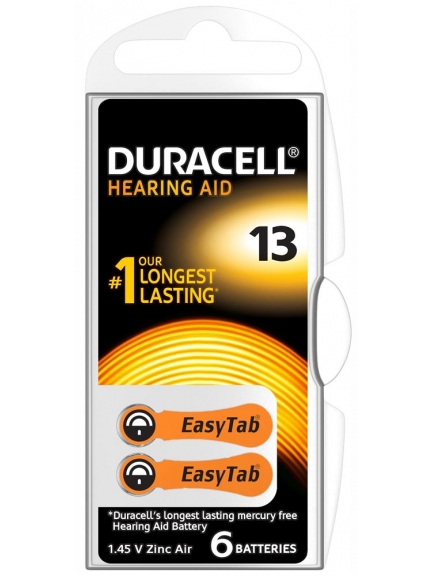батарейки для слуховых аппаратов (6 шт) Duracell ZA13/PR48-6BL