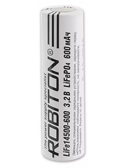 литий фосфатный аккумулятор Robiton LiFe14500 600mAh без защиты