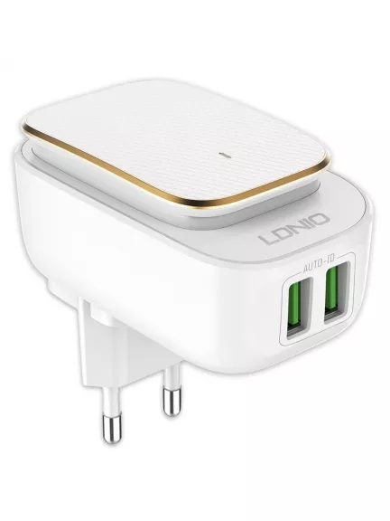зарядное устройство с ночником LDNIO A2205 Touch LED lamp and 2 USB charger