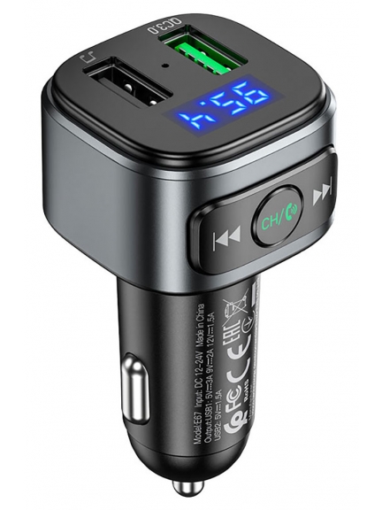 FM трансмитер с bluetooth Hoco E67 Fighter QC3.0 car BT FM transmitter