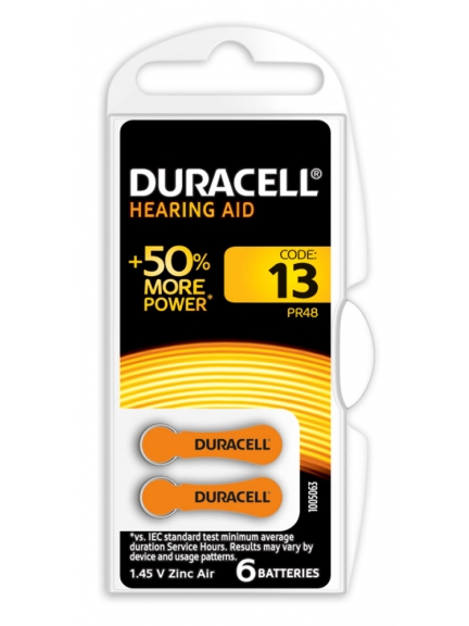 батарейки для слуховых аппаратов Duracell ZA13/PR48-6BL ACTIVAIR