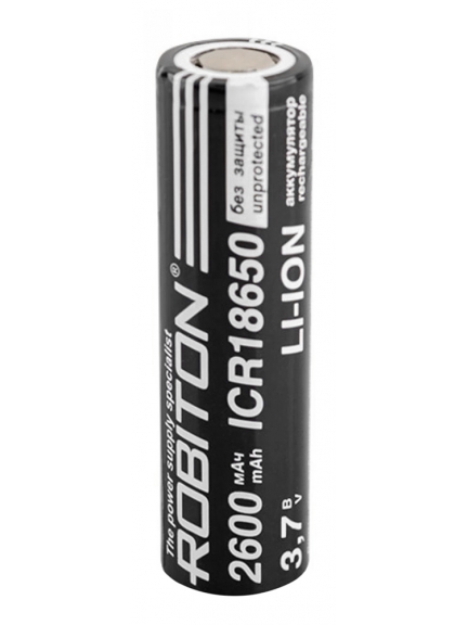 литиевый аккумулятор Robiton 18650 Li-Ion 2600 mAh, без защиты