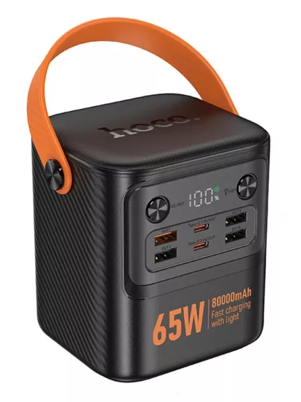 портативный внешний аккумулятор для ноутбука Hoco J152 Pro Tough PD65W+light power bank(80000mAh)
