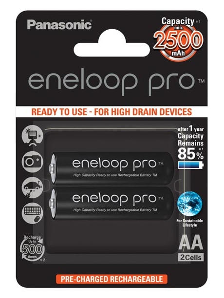 аккумуляторы (2 шт.) Panasonic 2500 mAh R6/AA Eneloop Pro 3HCDE/2BE-2BL 