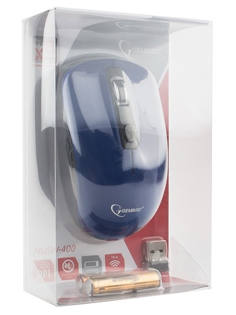 бесшумная беспроводная мышь Gembird MUSW-400 blue