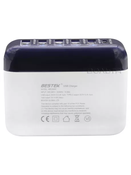 зарядное устройство USB 6 портов Bestek Multi-port USB charger MRU060C white