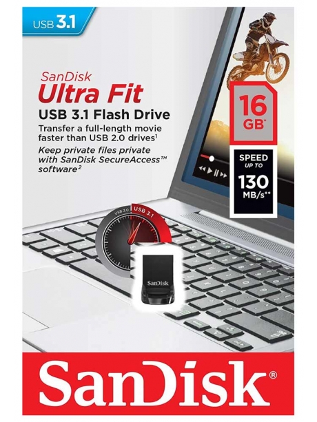 флешка USB 3.1 SanDisk CZ430 Ultra Fit  16GB 3.1 black