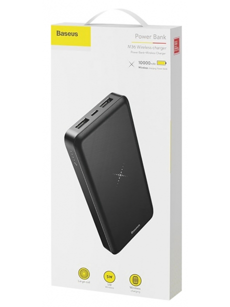 внешний аккумулятор с беспроводной зарядкой Baseus M36 Wireless Charger Powerbank 10000mAh black