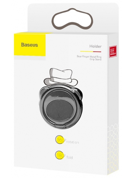 попсокет на телефон Baseus Bear Finger Metal Ring Grip Stand Holder black