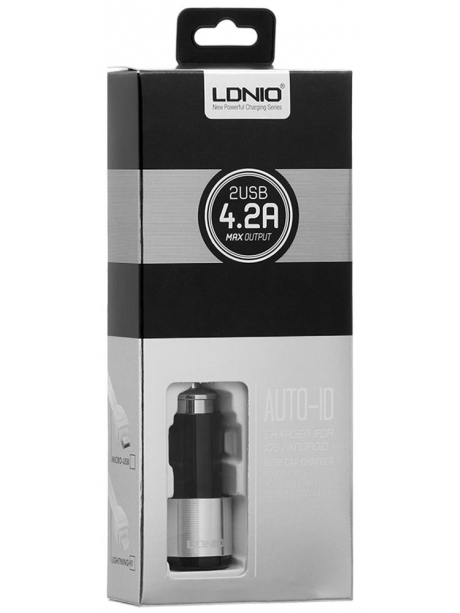 автомобильное зарядное устройство LDNIO АЗУ C403 2USB*4.2A + micro USB cable black