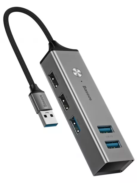USB концентратор 3.0 Baseus Cube USB to USB3.0*3+USB2.0*2 HUB Adapter dark gray