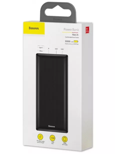 внешний аккумулятор Baseus Mini JA Fast charge power bank 3A 30000mAh black