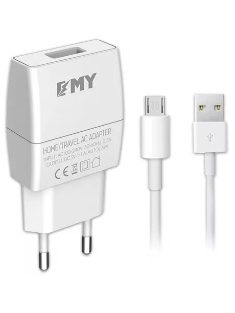 зарядное устройство EMY MY-A101 + кабель USB - micro USB white