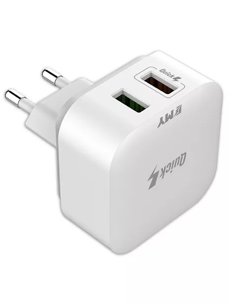 зарядное устройство для путешествий EMY MY-A502Q QC3.0 + кабель USB - micro USB white