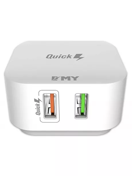 зарядное устройство для путешествий EMY MY-A502Q QC3.0 + кабель USB - micro USB white