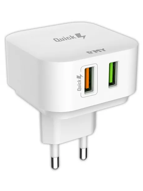 зарядное устройство для путешествий EMY MY-A502Q QC3.0 + кабель USB - micro USB white