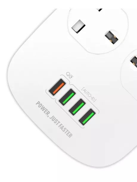 сетевой фильтр LDNIO SC4407 4USB*4 розетки 2м white