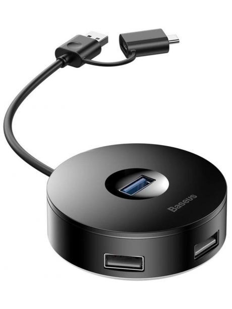 USB хаб с дополнительным питанием Baseus round box HUB adapter 1m black