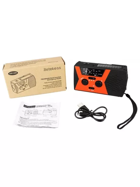 переносной радиоприемник на солнечной батарее Retekess HR12W black orange