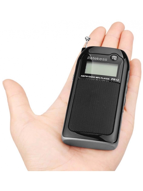 карманный мини радиоприемник с mp3  Retekess PR12 black