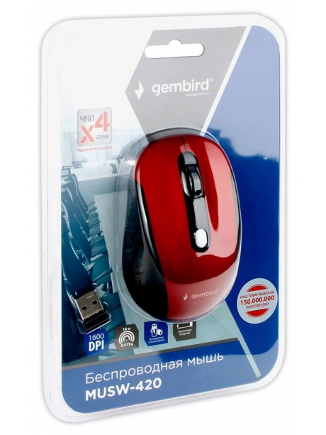 беспроводная мышь Gembird MUSW-420 красный