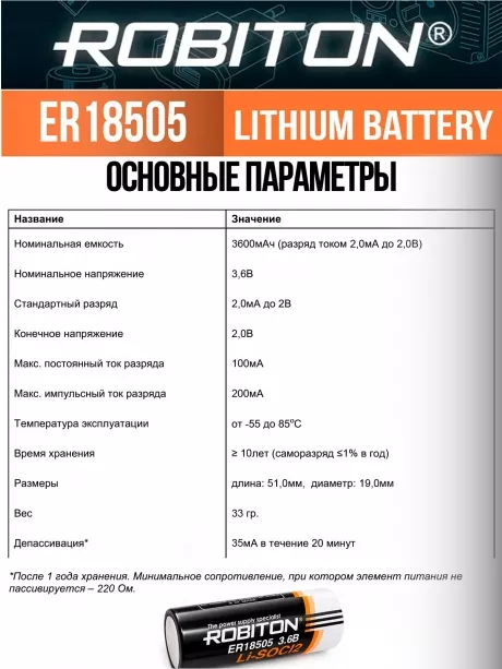 батарейка Robiton ER 18505 
