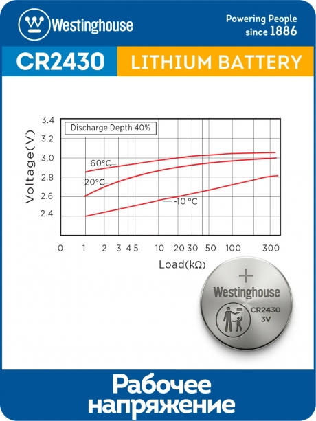 литиевая батарейка Westinghouse CR2430-BP1 
