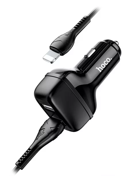 автомобильное зарядное устройство Hoco Z36 Leader 2USB 2.4A + lightning cable black