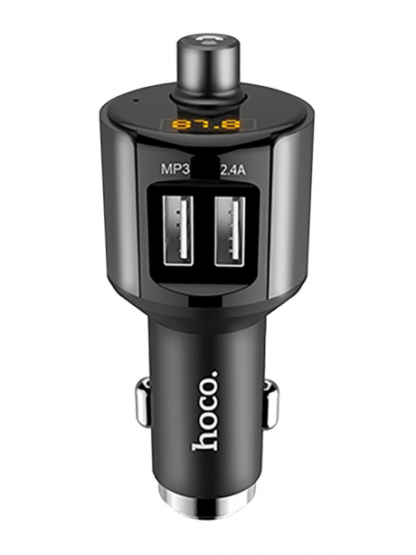 автомобильная зарядка с bluetooth FM трансмиттером Hoco E19 Smart vehicle mounted bluetooth FM launcher metal grey