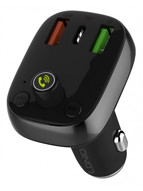 автомобильная зарядка с bluetooth FM трансмиттером LDNIO C704Q black