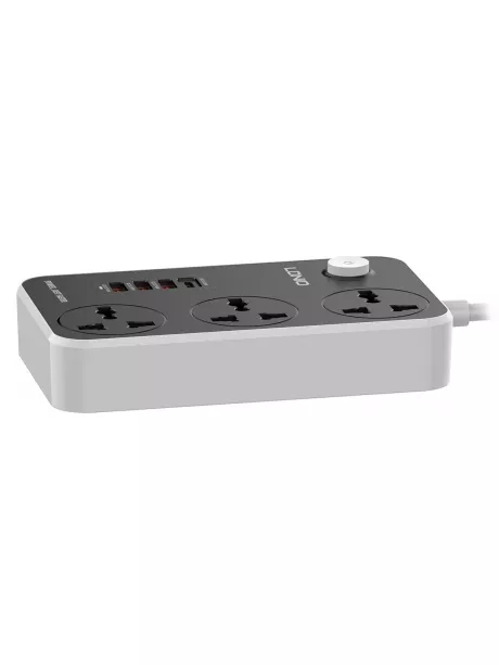 сетевой фильтр LDNIO SC3412 4USB*3 розетки 2м black grey