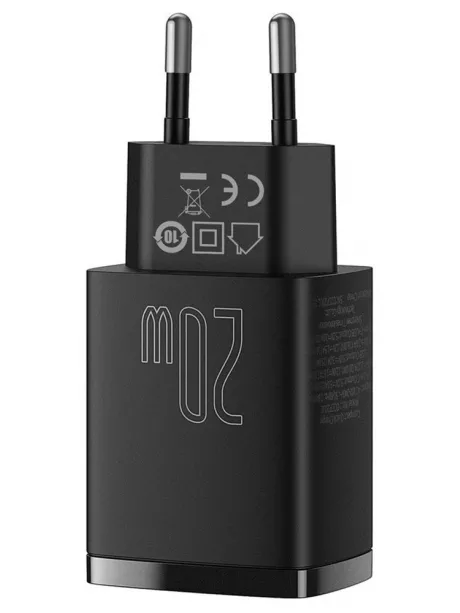 быстрая сетевая зарядка Power Delivery Baseus Compact Quick Charger U+C 20W black