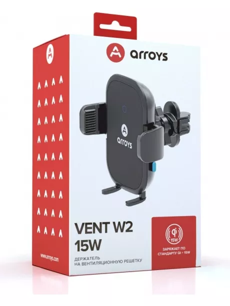автомобильный держатель с беспроводной зарядкой Arroys Vent-W2 Auto 15W black