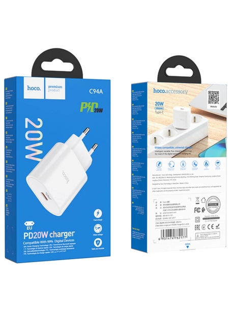 зарядное устройство Hoco C94A Metro single port PD20W white