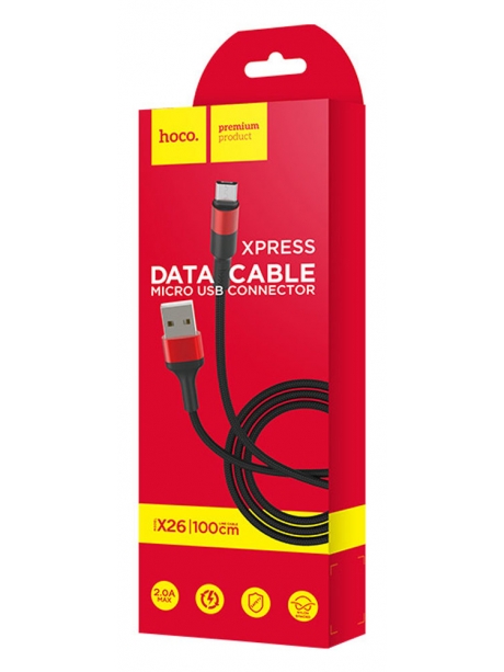 кабель передачи данных Hoco X26 Xpress micro 1m black &amp; red