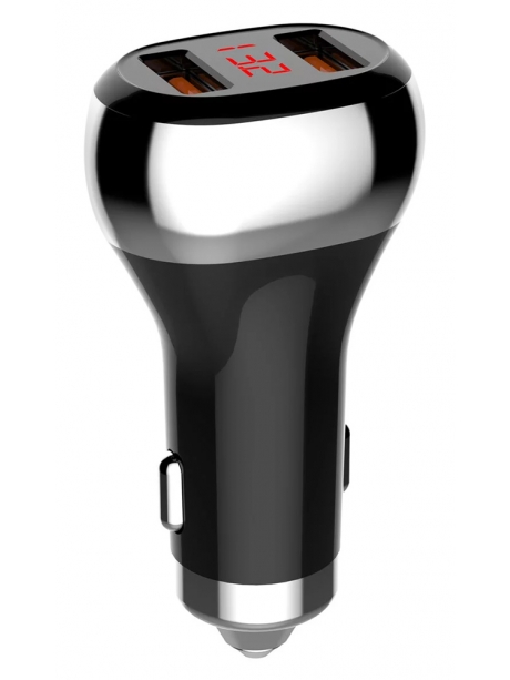автомобильное зарядное устройство LDNIO АЗУ C2 2USB QC3.0  Fast Charger LED Display + micro cable black
