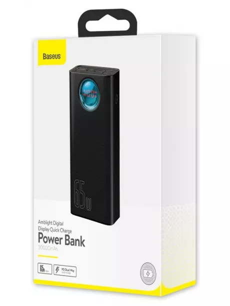 внешний аккумулятор с подсветкой и Power Delivery Baseus Amblight Digital Display Quick Charge Power Bank 30000mAh black