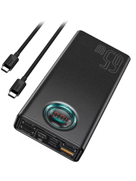 внешний аккумулятор с подсветкой и Power Delivery Baseus Amblight Digital Display Quick Charge Power Bank 30000mAh black