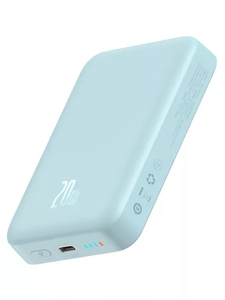 внешний аккумулятор c магнитной зарядкой iPhone Baseus Magnetic Mini Wireless Fast Charge Power Bank 10000mAh 20W blue