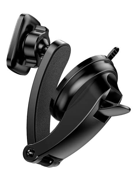 держатель на присоске со складной штангой Hoco CA107 Center console magnetic car holder black metal gray