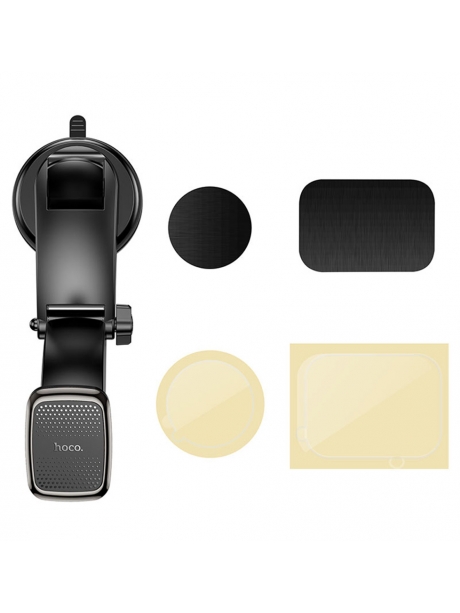 держатель на присоске со складной штангой Hoco CA107 Center console magnetic car holder black metal gray