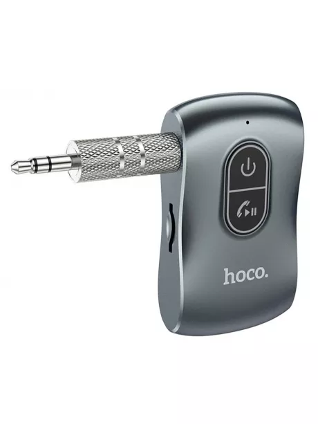 bluetooth AUX аудиоадаптер Hoco E73 Tour Car AUX BT Receiver metal grey