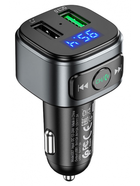 FM трансмитер с bluetooth Hoco E67 Fighter QC3.0 car BT FM transmitter black