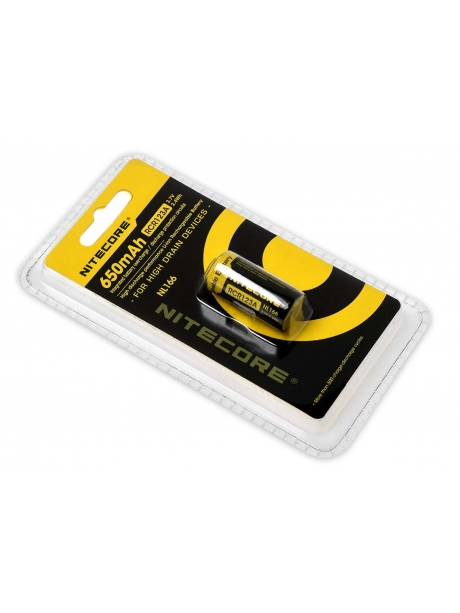литиевый аккумулятор NiteCore NL166 RCR123/16340 Li-ion 3.7v 650mAh с защитой 