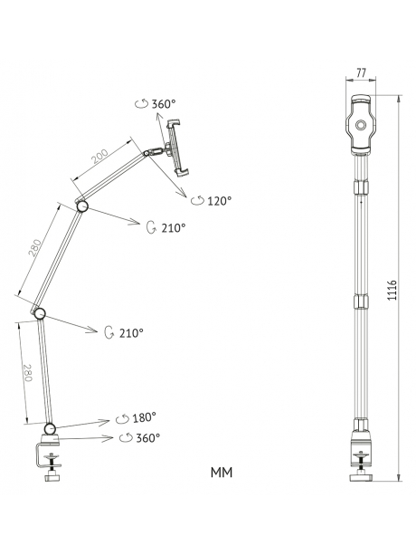 Настольная подставка для планшета и телефона  Arroys TB-LD9 black