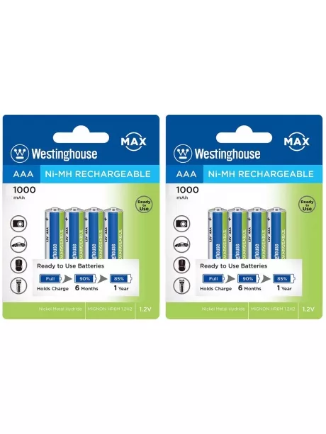 аккумуляторы Westinghouse 1000 mAh  R03/AAA 8шт. 